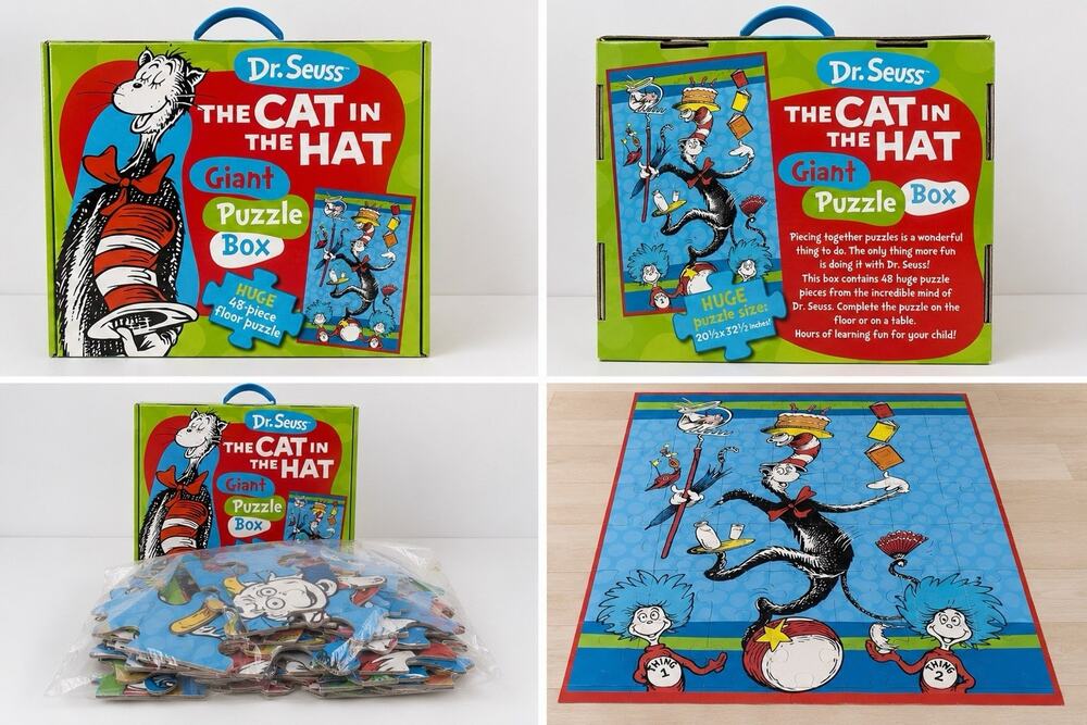 Dr. Seuss The Cat in the Hat Giant Puzzle Box 48-Piece Floor Puzzle Complete